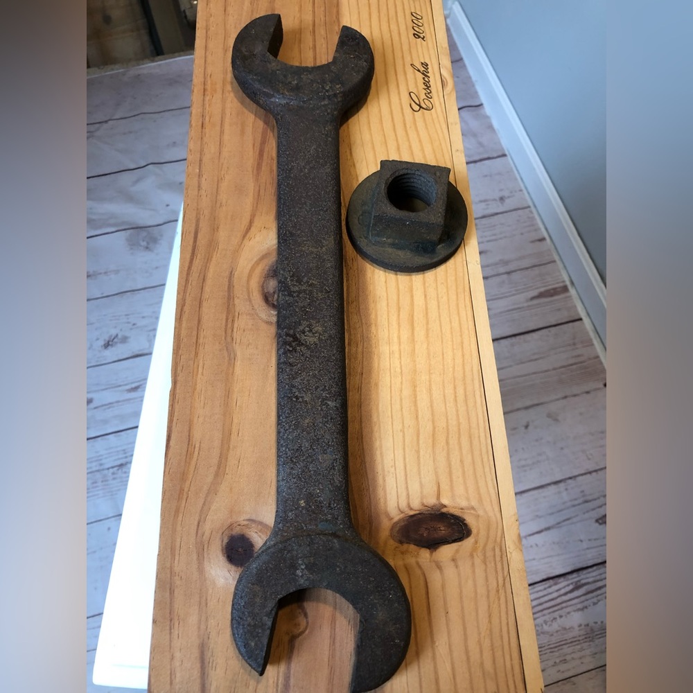 Antique Early 1900’s Open End Wagon Wheel Wrench & Nut